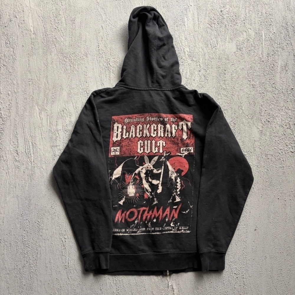 Blackcraft Cult Zip Up Hoodie Small Black Mothman Goth